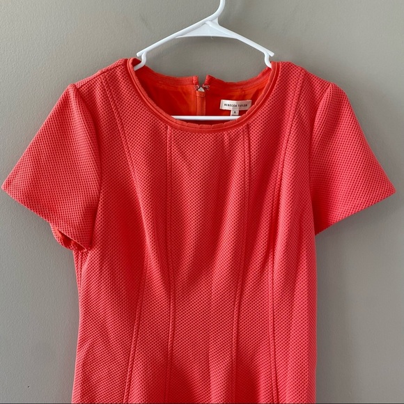 Rebecca Taylor Knit Pique Coral Colored Fit and Flare Mini Dress Women’s Size 8 - Picture 3 of 10